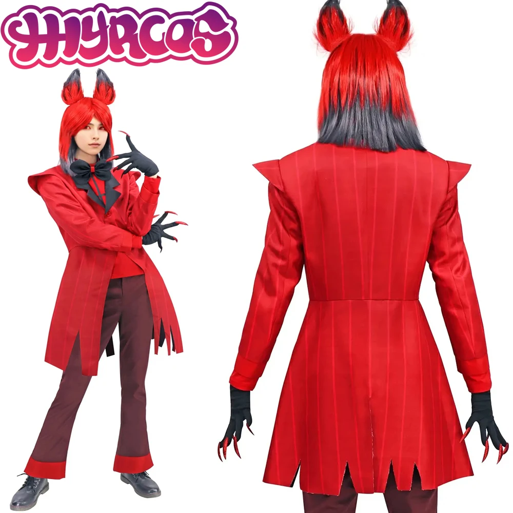 

Hotel Alastor Cos Costume with Red Jacket Anime Hazbin Cosplay Uniform Suit Full Set of Halloween Carnival Birthday Party Dress