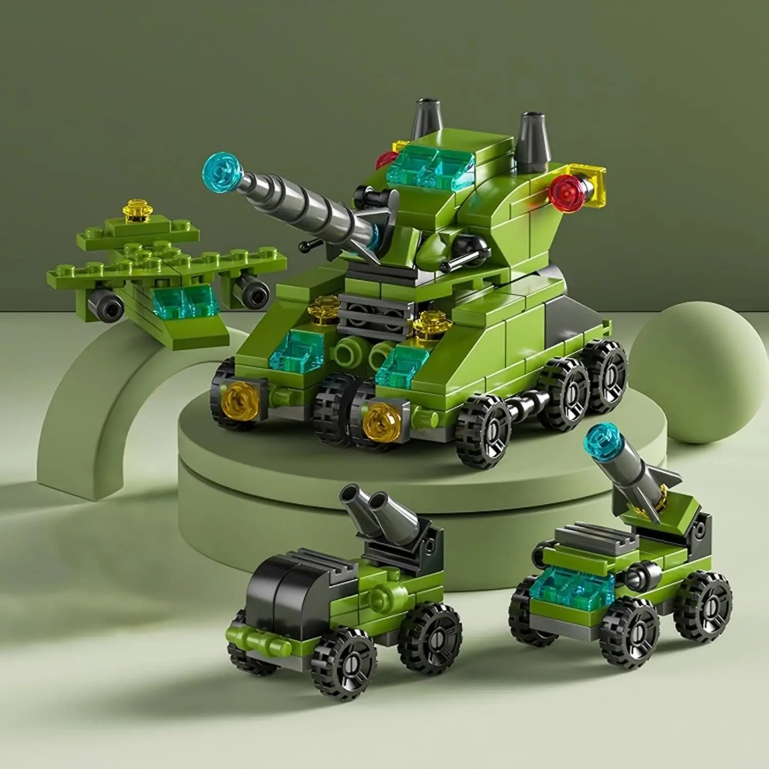 138-Piece Military Building Blocks Set - Army Tank Vehicle Toy with 7 in 1 Transformable Models, STEM Construction Kit for Kids