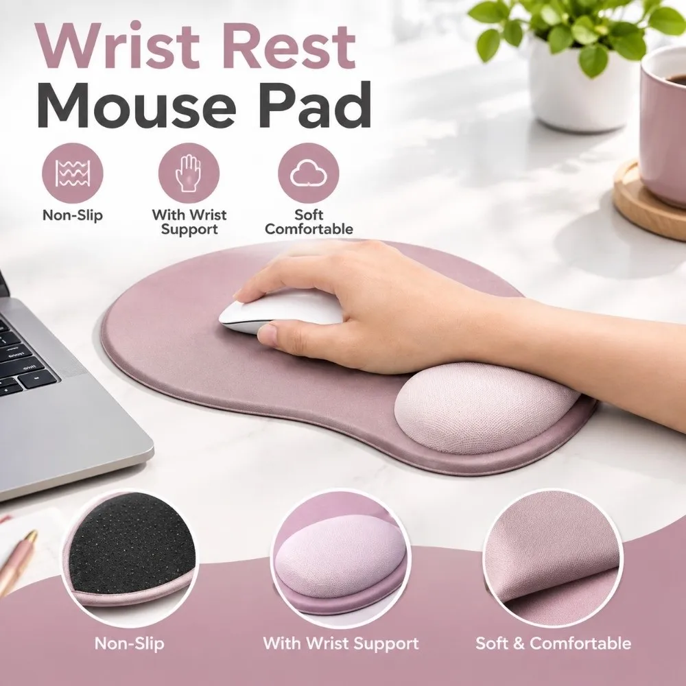 Gradient Color Non-Slip Wrist Rest Mouse Pad With Wrist Support Comfortable Ergonomic Mouse Pad PU Base Silicone Mouse Mat Game
