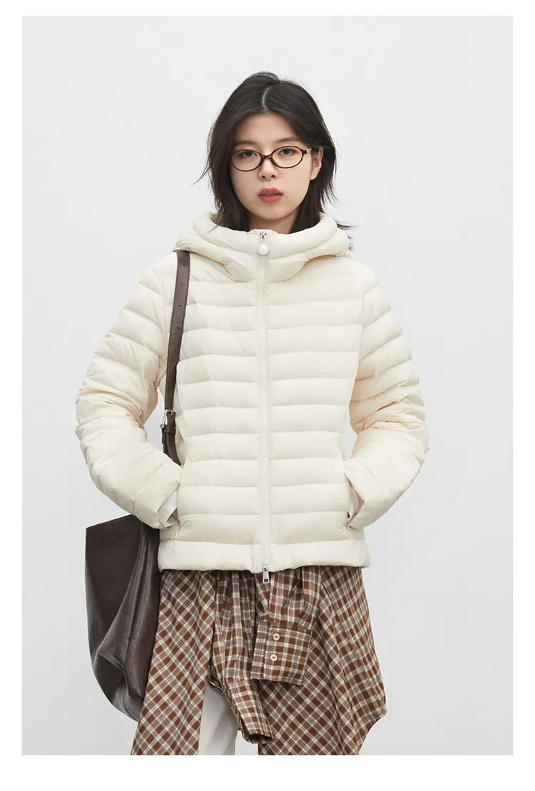 CHIC VEN Women's Down Coats Solid Hooded Female 90 White Down Jacket Slim Lightweight Warm Casual Overcoat Autumn Winter 2026