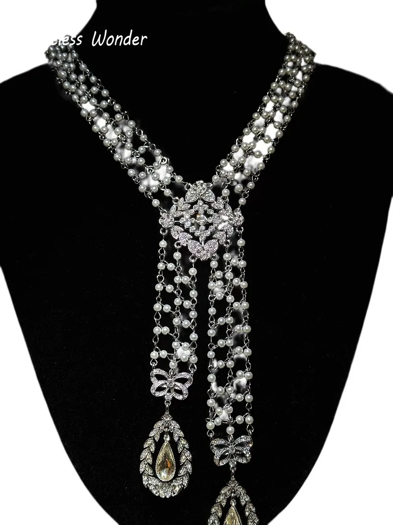 Timeless Wonder Crystal Zircon Braided Beaded Pave Necklace Women Designer Jewelry Runway Art Deco Vintage Top Classy 4526