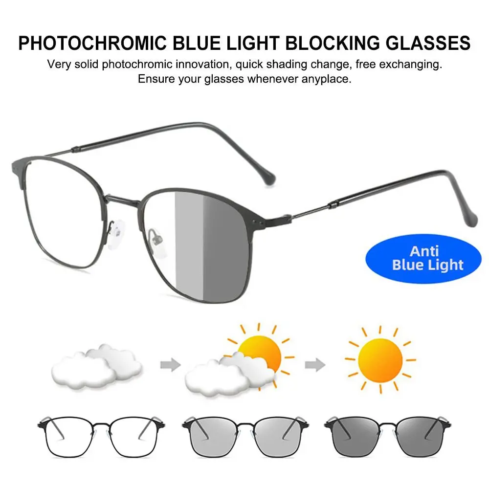Anti Blue Light Photochromic Glasses Men Women UV400 Sunglasses Anti Radiation Lens Computer Eyeglasses Gaming Eyewear