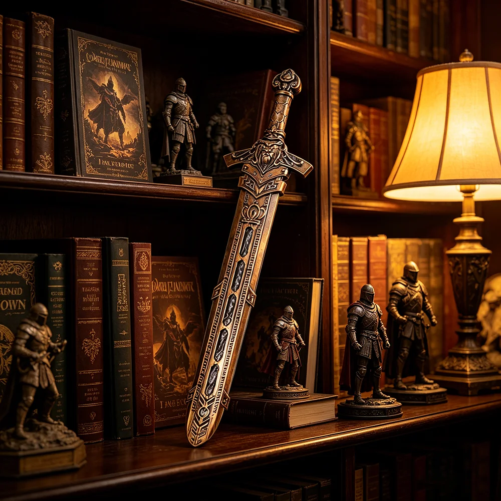 Medieval Royal King Sword With Scabbard Antique Bronzed Knight Go-To Arms Middle Ages Warrior Outfit Nostalgic Collection Prop