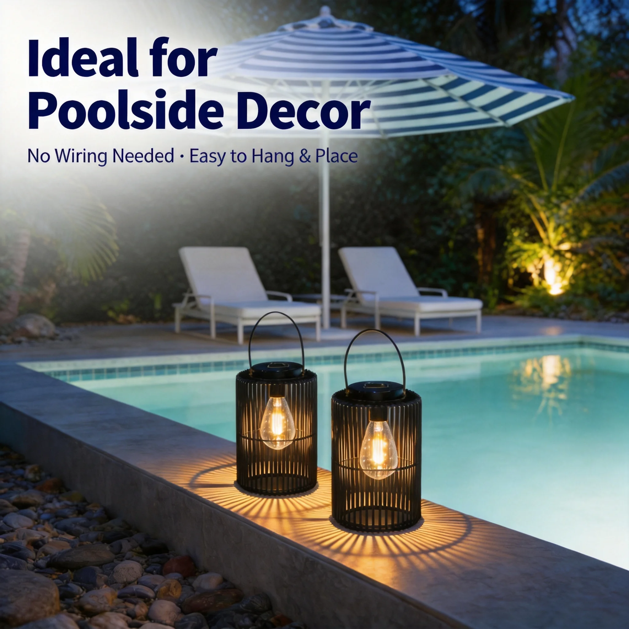 Solar Lantern Outdoor Hanging Lights with Handle, Portable LED Table Lamp with Auto On/Off, Waterproof Rattan Style Decor for Patio Balcony Picnic
