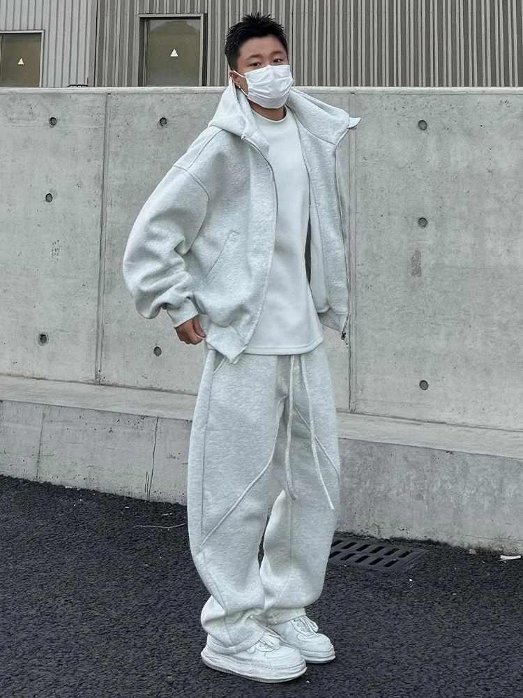 

Men's Hooded Cardigan Sweater Set Faionable Simple High-End Feel Sports Pants Casual Sport Two-Piece Set Autumn Long Sve