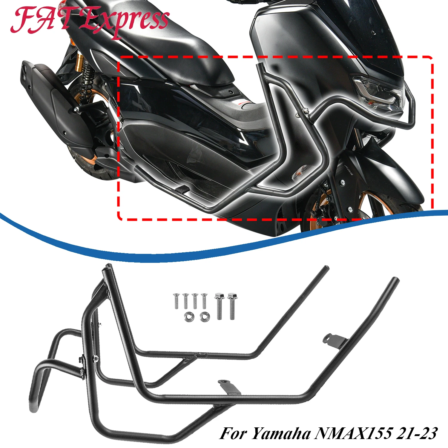 Motorcycle Engine Guard Frame Crash Bars For Yamaha NMAX155 NMAX 155 2021-2023 Falling Protection Bumper Protector Accessories