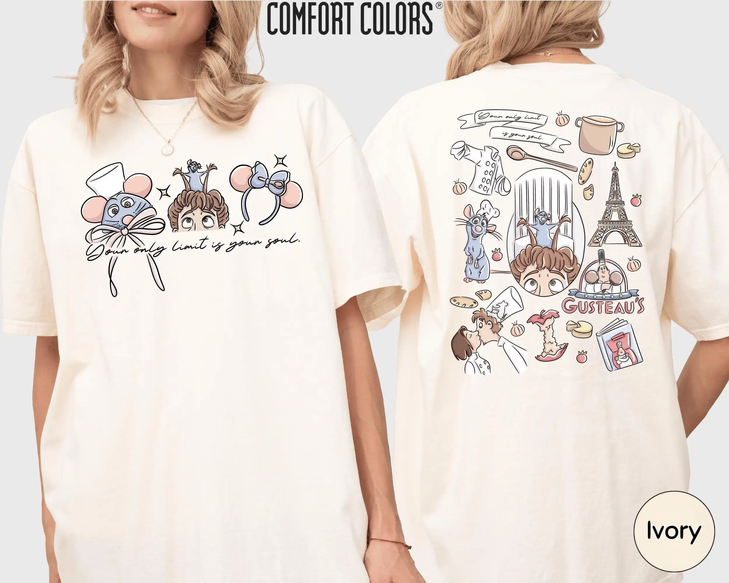 Little Chef Remy Colors Shirt, Ratatouille Coquette Bow Two Sided Your Limit Is Your Soul Magical Trip Tee