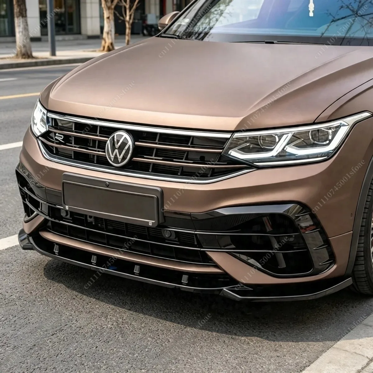 Maxton Style Front Bumper Splitter Lip For VW Tiguan MK2 R R-line 2020 2021 2022 2023 2024 Facelift V.3 ABS Glossy Black Tuning