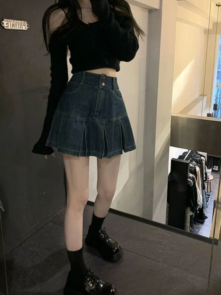 

Jeans Skirts for Women Gyaru High Waist Coquette Aesthetic Cheap New In Luxury Elegant Y2k Vintage V Harajuku Woman Denim Skirt