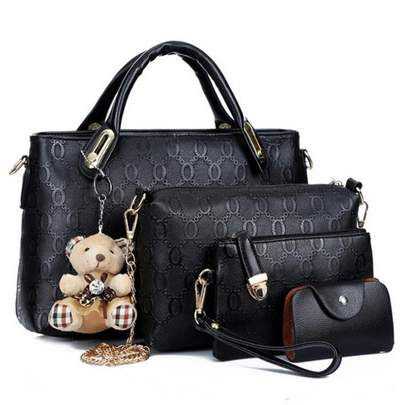 Large Capacity 4pcs/Set Women Bag PU Leather Luxury Designer Bags Handbag Messenger Bag Shoulder Bag Wallet Bags Storage Bag