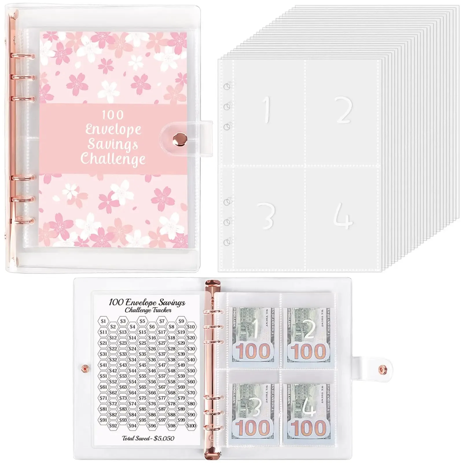 

A5 Cherry Blossoms 100 Envelopes Money Saving Money Challenge Budget Binde With Cash Envelopes Budget Planner Easy To Save $5,05