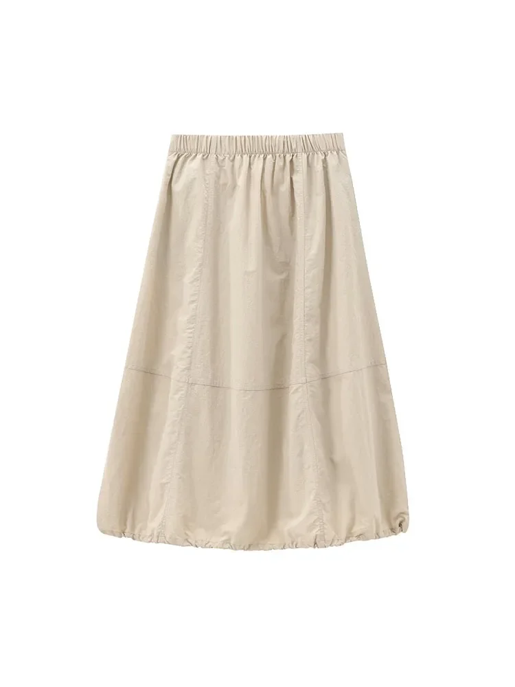 Pop 2024 New Waist Skirt Elastic Waist Three-dimensional Fluffy Flower Bud Skirt Temperament High Waist Versatile Long Skirt