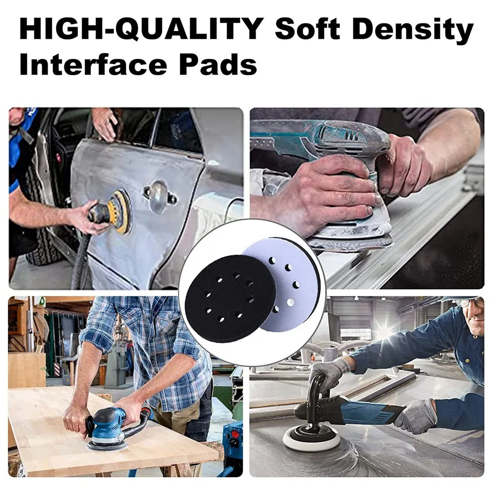 Classy-6PCS 5 Inch(125Mm) 8-Hole Soft Sponge Interface Pad For Sanding Pads And Hook&Loop Sanding Discs For Surface Polishing