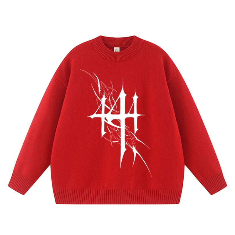 سترة نسائية فضفاضة بأكمام طويلة مطبوعة هاراجوكو سترة نسائية كورية للخريف والشتاء ملابس تريكو ناعمة دافئة سترة نسائية أنيقة متينة إيمو