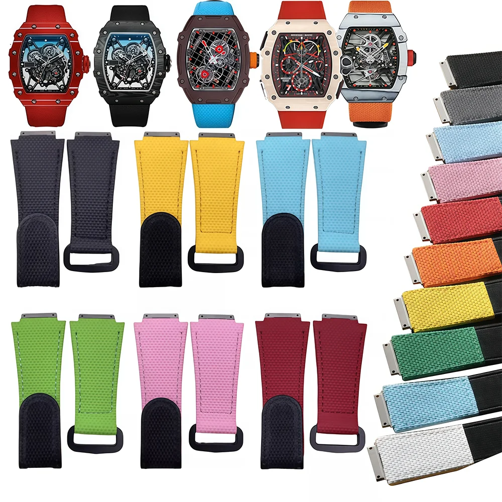 Customized FKM Rubber Watch Strap For Richard Mille Elastic Nylon RM011 RM030 RM005 RM035 RM0 55 RM35-01 RM67 Watchband Bracelet