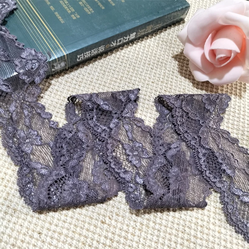 S2508 5.5CM Wide Dark Gray Large Curved Edge Lace Sewing Underwear Cuffs DIY Accessories