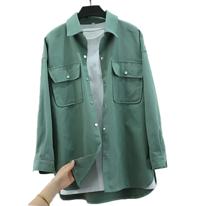 Women's Trench Coat 2021 New Korean Rear Letter Printed Shirt Collar Mid Long Denim Outerwear Windbreakers Female Casual Tops