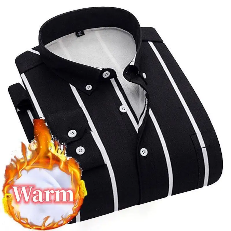 Men's Fashion New Autumn Winter Casual Long Sleeve Plaid Shirt Thick Warm Men's Casual High Quality Soft Large Size Top Shirt