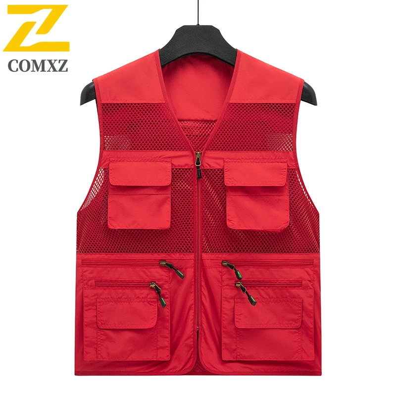 

Plus Size 8xl Fishing Vest Men's Detachable Multi-pocket Mesh Cargo Waistcoat 2025 New Hiking Camping Sleeveless Work Vests Men