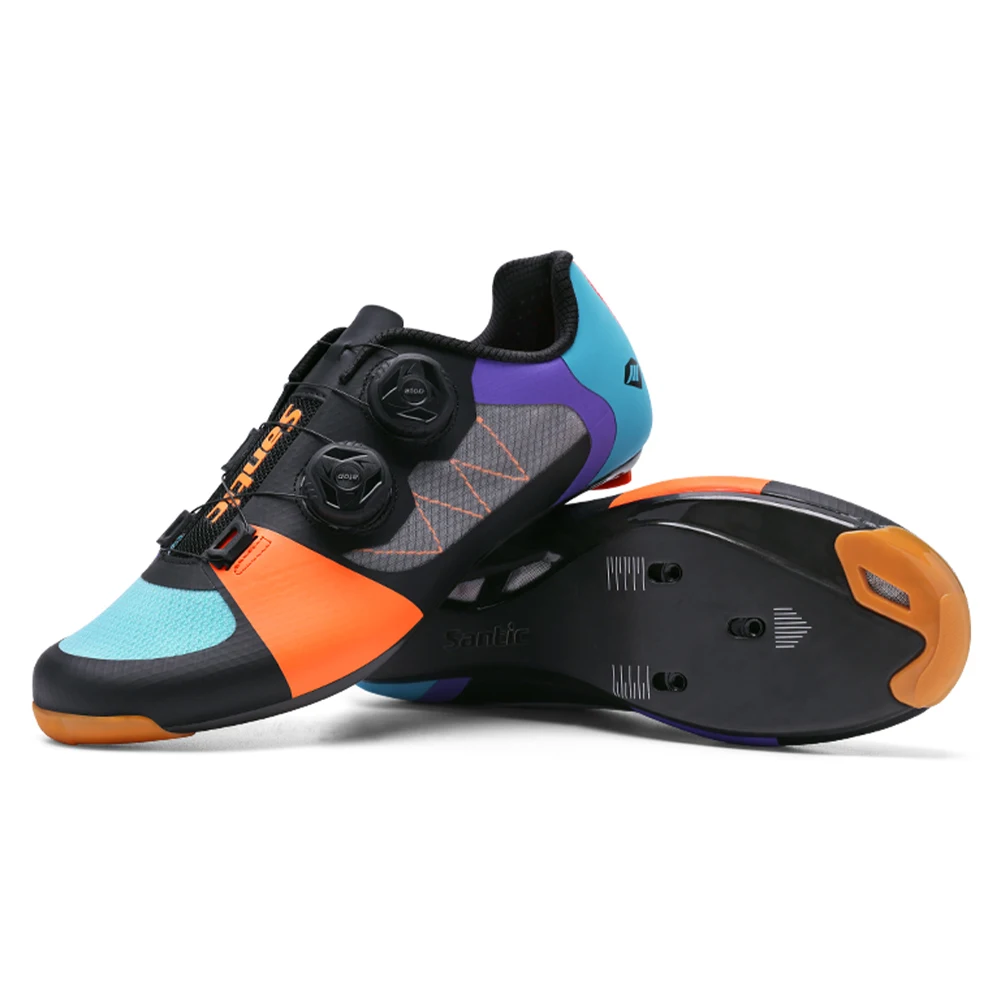 Santic Carbon Fiber Cycling Shoes Men Outdoor Professional Road Racing Shoes Adjustable Auto-lock Road Riding Bicycle Sneakers