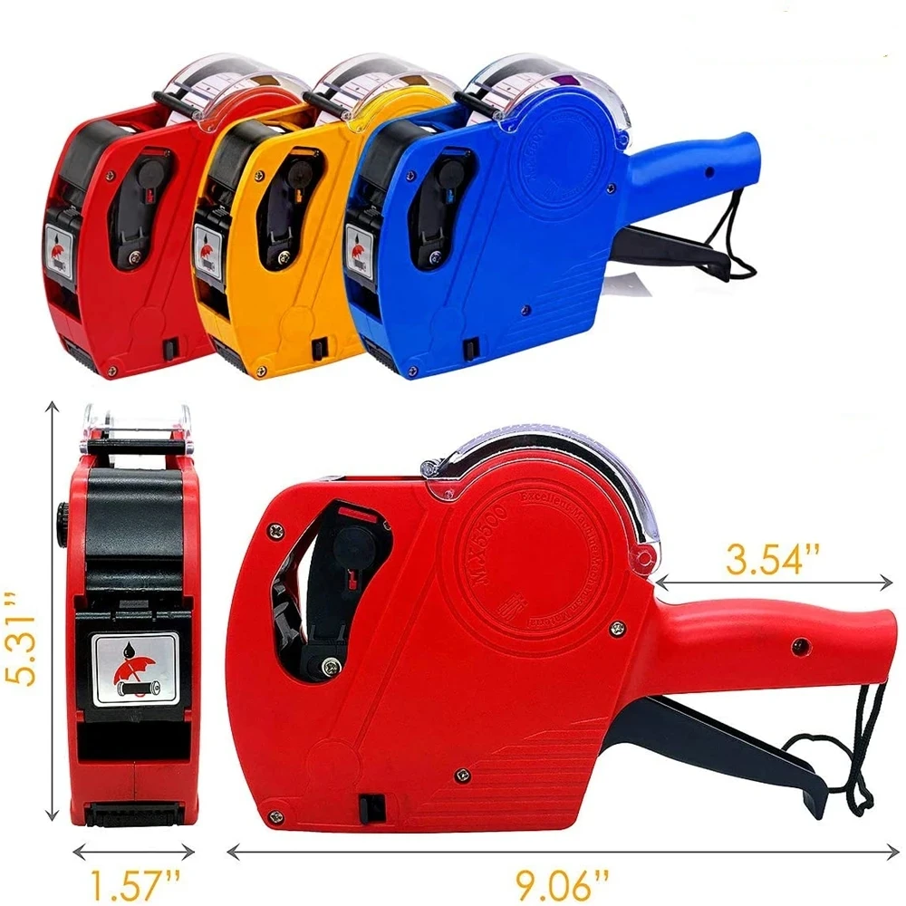 New MX-5500 8 Digits Handheld Price Tag Gun with 1 Ink Coding Machine Price Label Gun for Retail Stores Supermarket $ € £ ₽ Kg