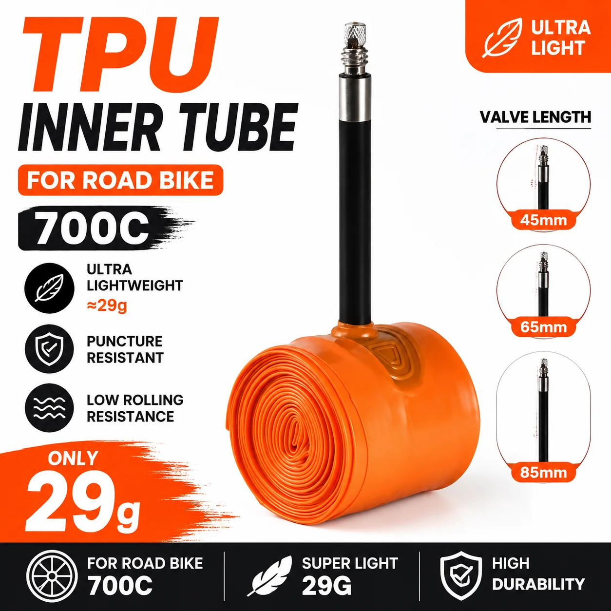 TPUインナーチューブ 自転車ロードバイクアクセサリー 70 - Inner Tube 700C のレビューと価格