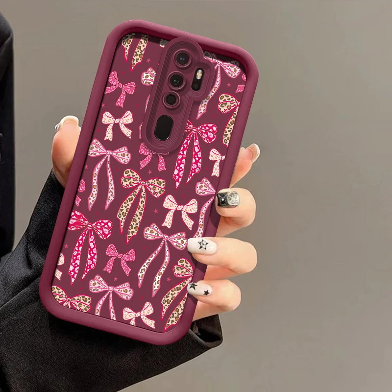 جراب هاتف ل ممن لهم A60 A76 A57 A55 A54 A52 A33 A32 A92S A72 A73 A74 A38 A53 لطيف القوس عقدة الفراولة طباعة غطاء مقاوم للصدمات