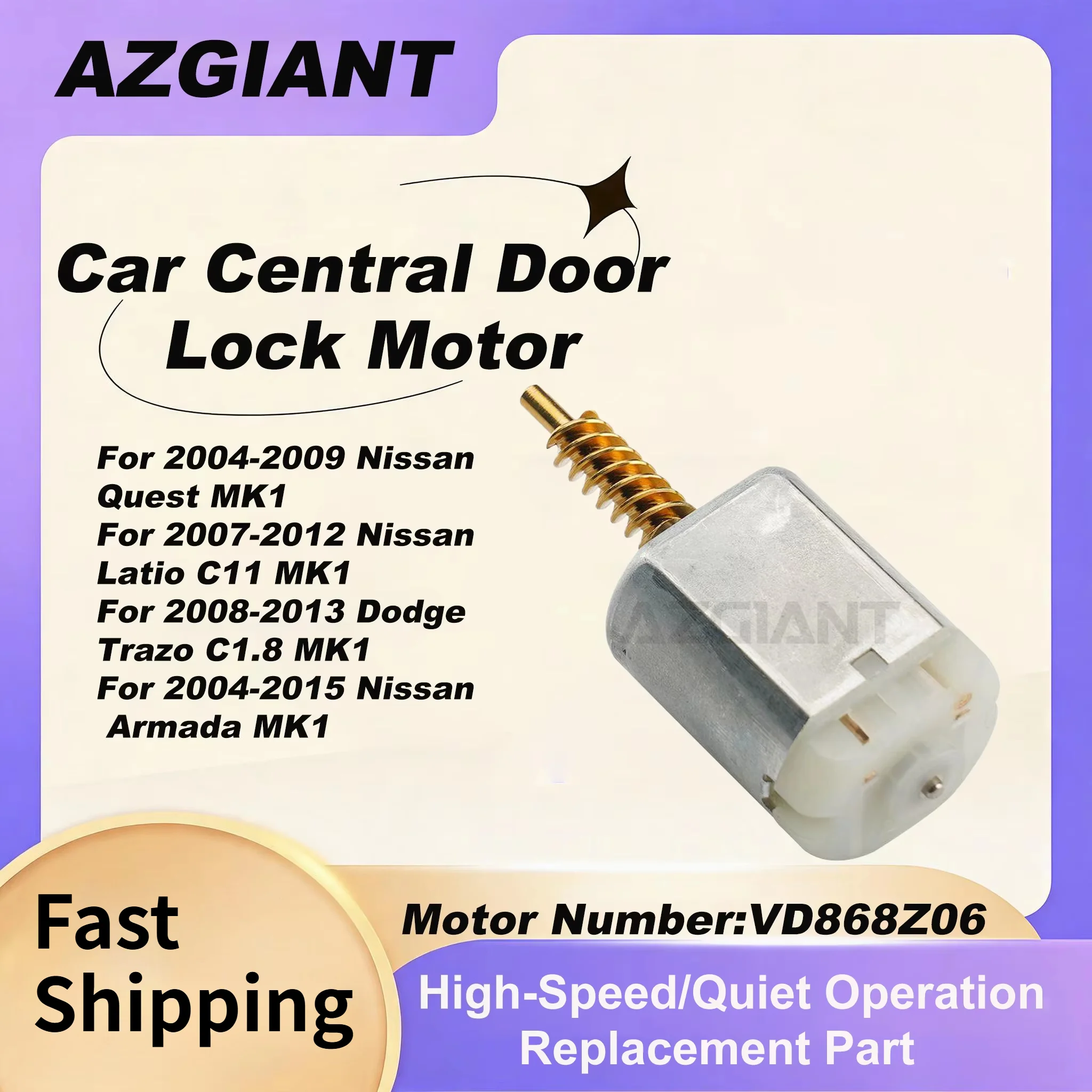 AZGIANT Car Power Door Lock Actuator Motor VD868Z06 For Nissan Quest MK1/Latio C11 MK1/Armada MK1 Metal Worm Vehicle Security  Replacement Part Car Parts