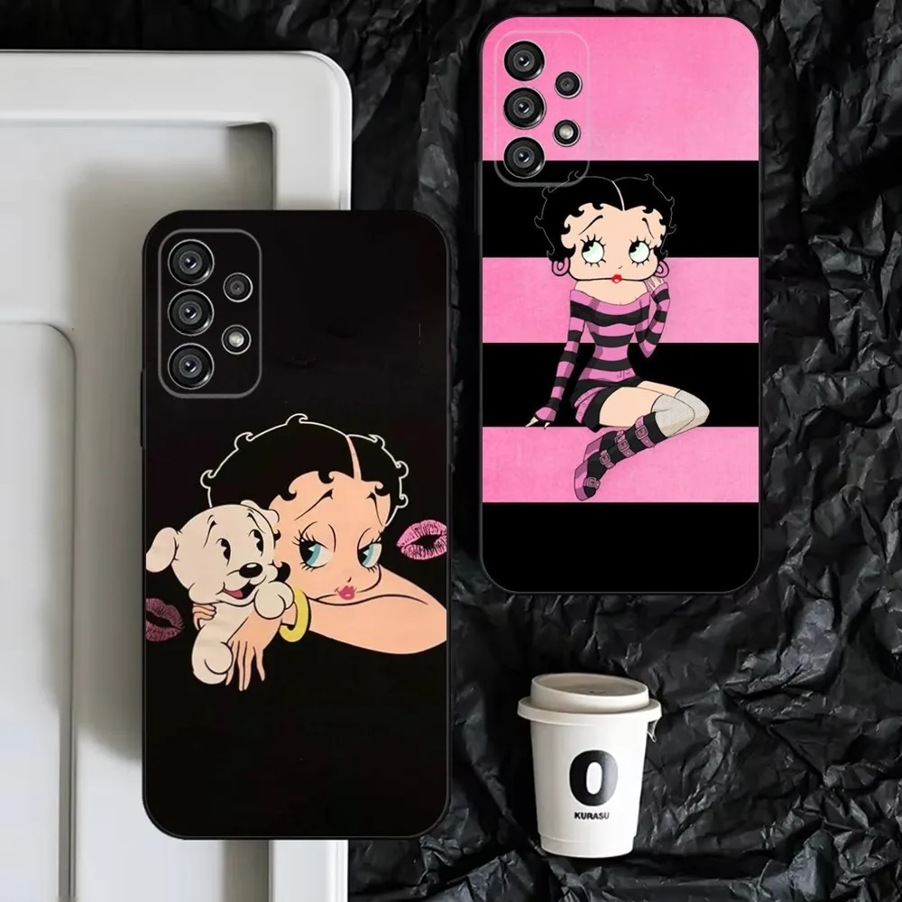 Cartoon-B-BettyS-S Phone Case For Samsung S25,S24,S23,S22,S21,S20,S10,Ultra,Plus,Lite,FE,Soft Silicone Black Cover