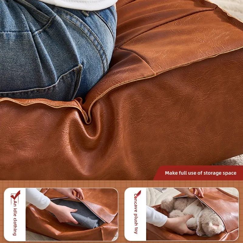 Thuis Woonkamer Pu Lederen Kussen Creatieve Futon Seat Cover Huishoudelijke Inactieve Kleding Opslag Voetenbank Tatami Mat Zitkussen