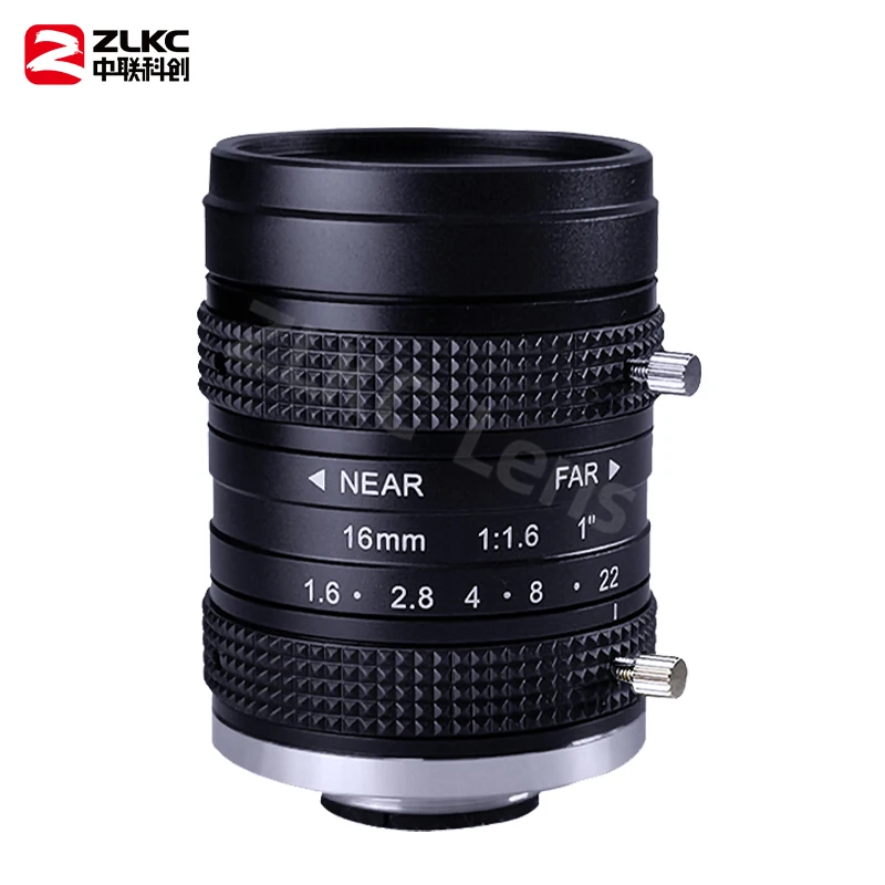 ZLKC 1 นิ้วเลนส์กล้อง 16 มม.เลนส์โฟกัสคงที่ 5MP C Mount Manual Iris F1.6-22 การบิดเบือนต่ําสําหรับเครื่อง Vision กล้อง