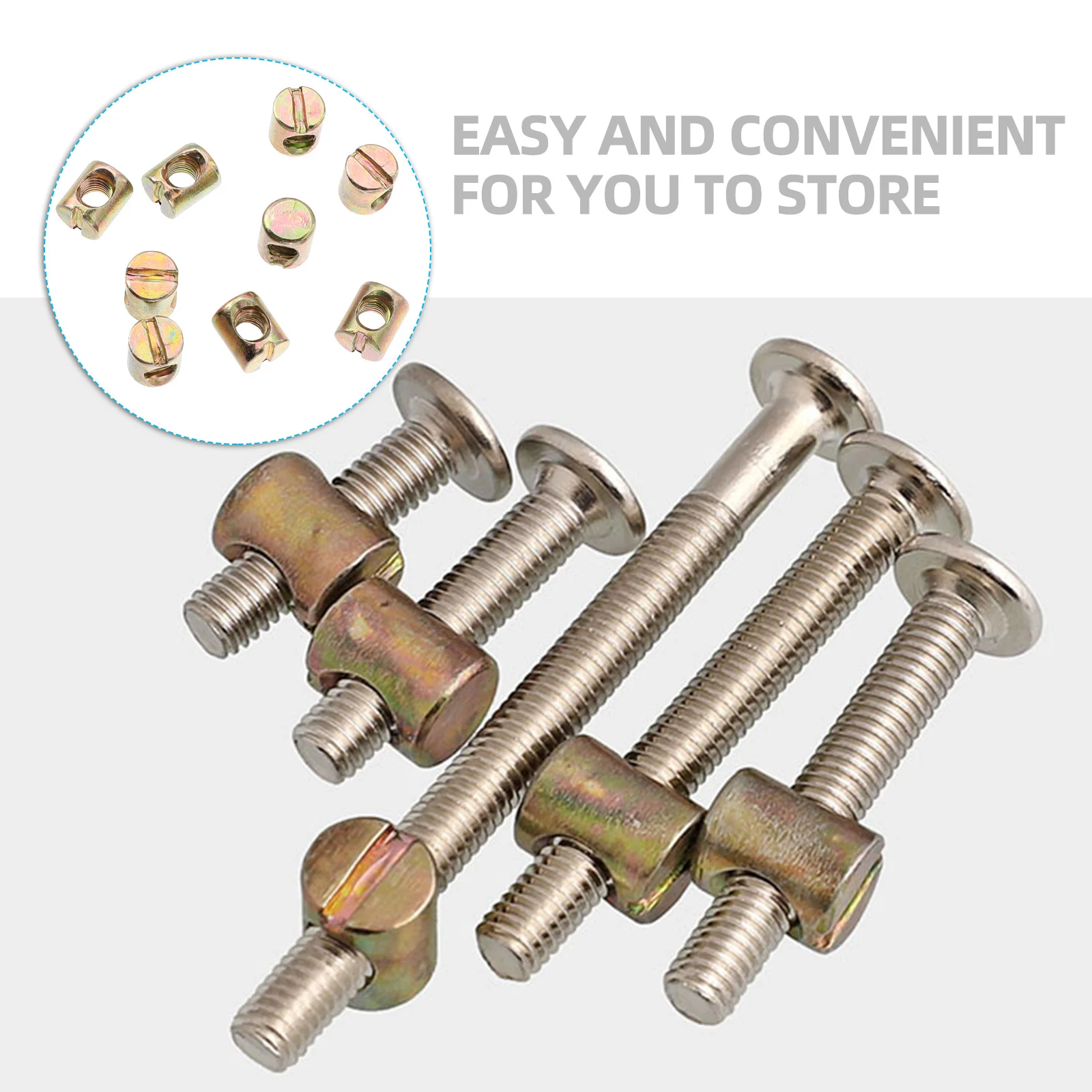 

55pcs Hammer For Bed Nut Slotted Slotted Nut Steel Barrel Iron Furniture Bed Joint Assembly Cross Dowel Hardware