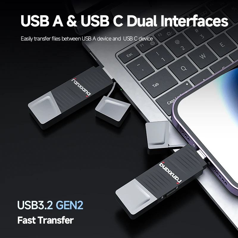 Fanxiang FF397 550MB/s USB Flash Drive With Write Protect Button 512GB 1TB High Speed Solid State Pen Drive For Laptop Phone PC
