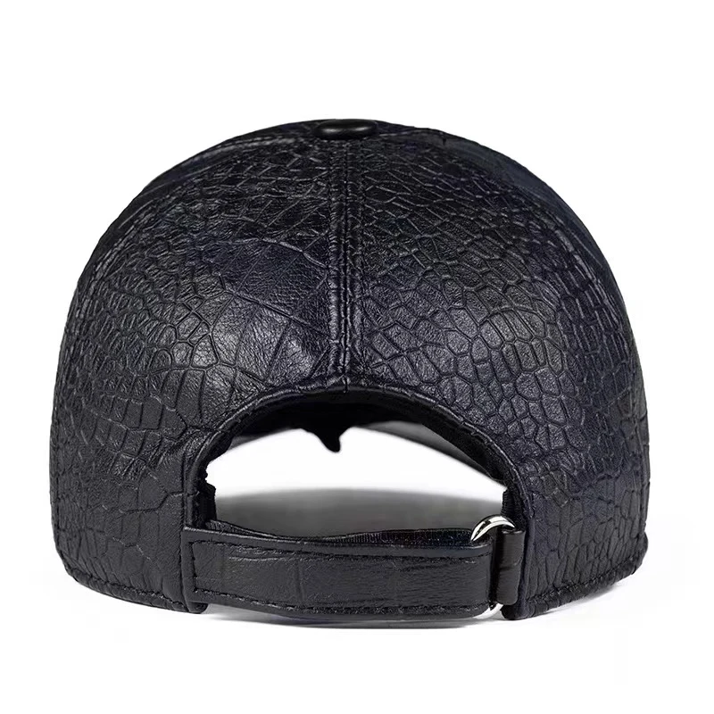 Fashion Leather Baseball Cap For Men Casual Snake Crocodile Patten Printed 56-60 cm Adjustable Hats Male Goft Five Panels Gorras