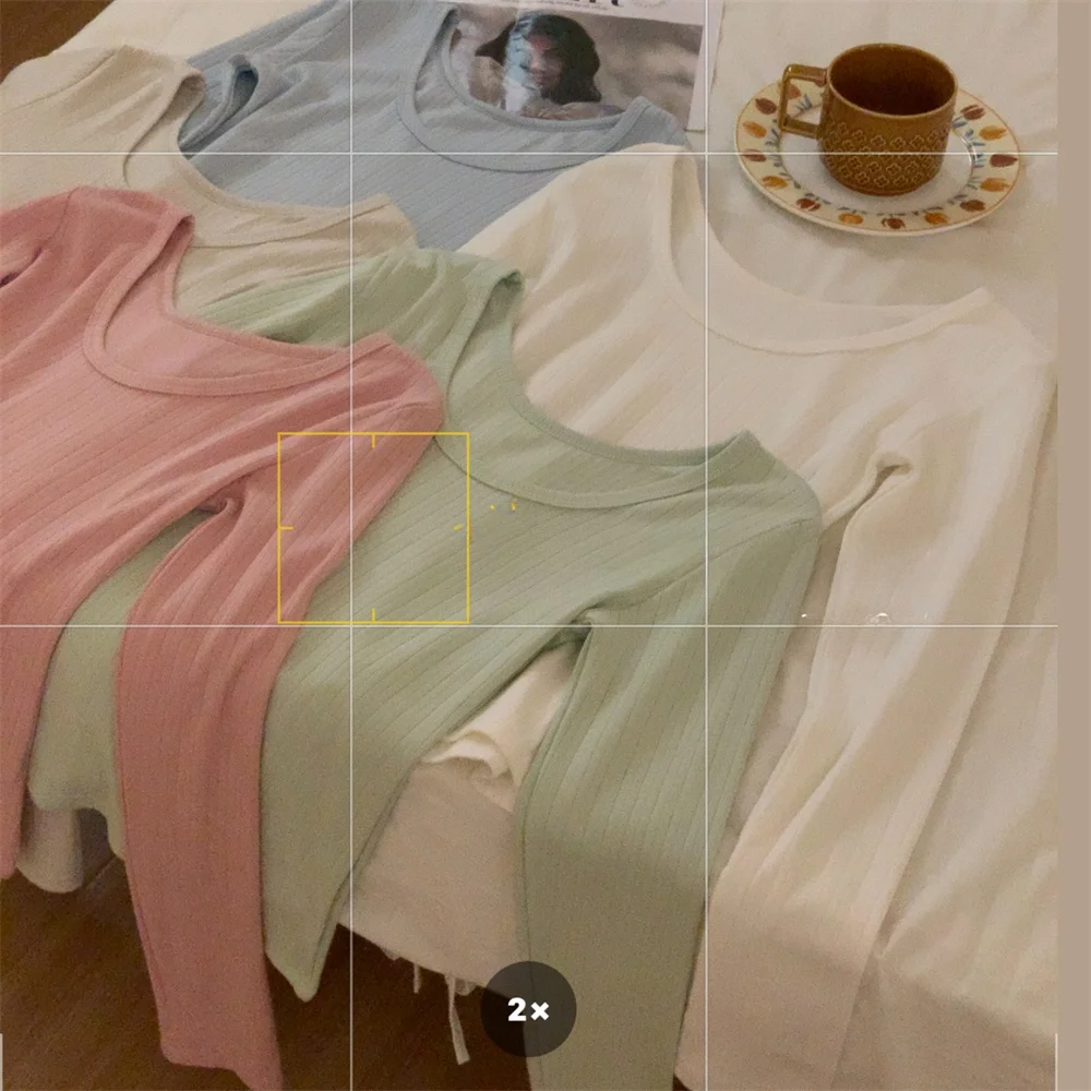 

Ultra Soft Baby Cotton Goose Egg Collar Long Sve T-irt Ele Base irt Pit Stripe Simple Sle Women's Top