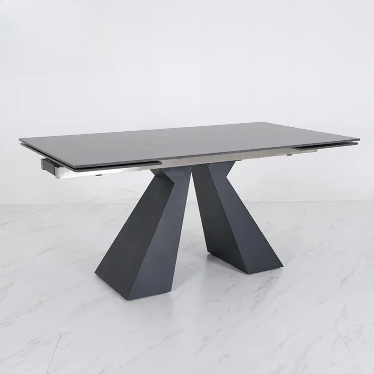 

-ForLuxury Modern Dinning Room Table Set Retractable Kitchen Furniture Sintered Stone Marble Top Extendable Dining Table&