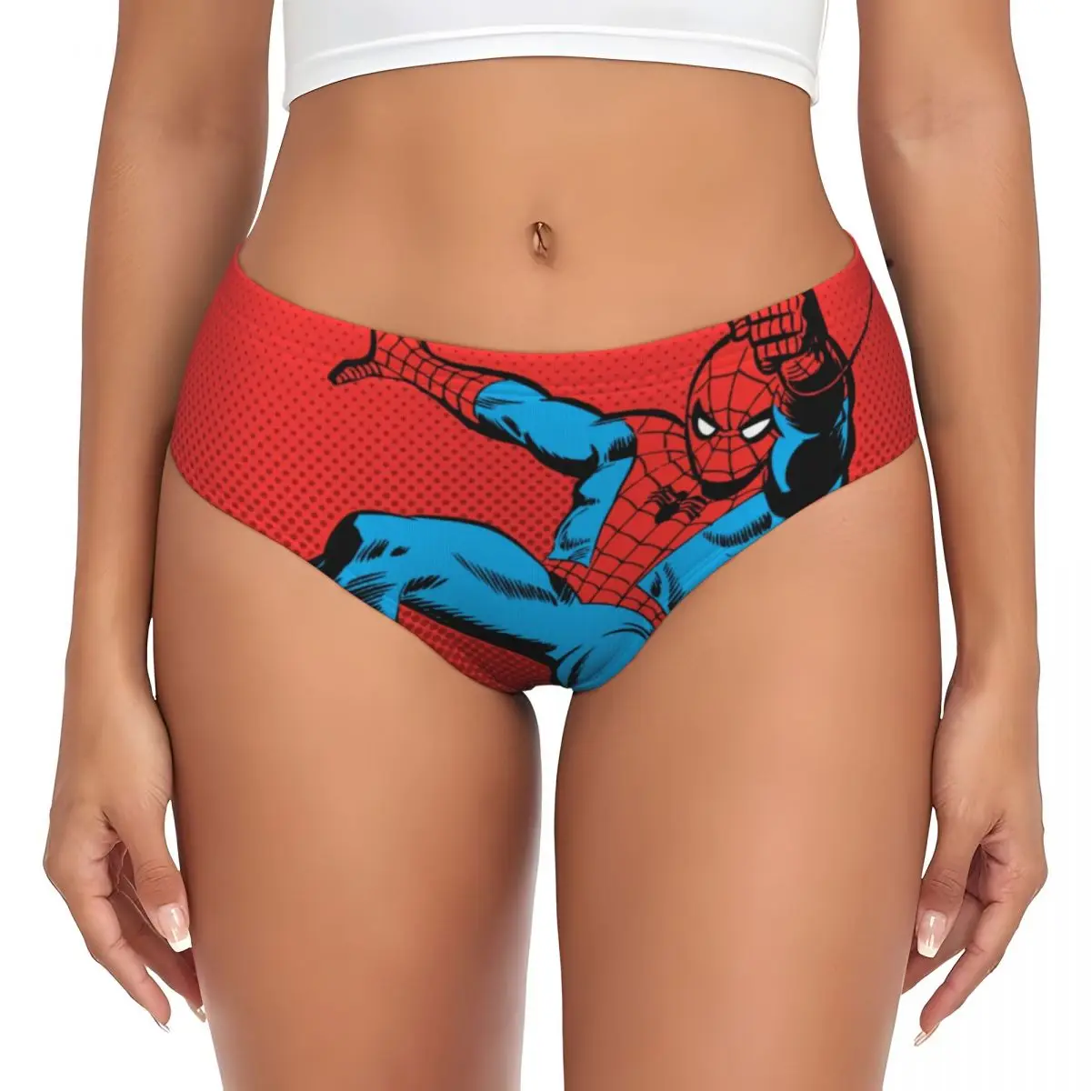 Custom Women Spider Man Retro Swinging Kick Brief Panties Female Stretch Underwear Underpants