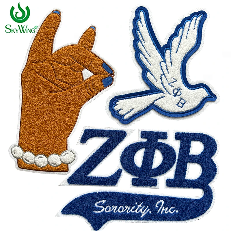 

Finer Woman Dove Sorority Iron On Chenille Patch fo Clothing, Zeta Phi Beta Sisterhood Embroidered Official Style Greek Gift