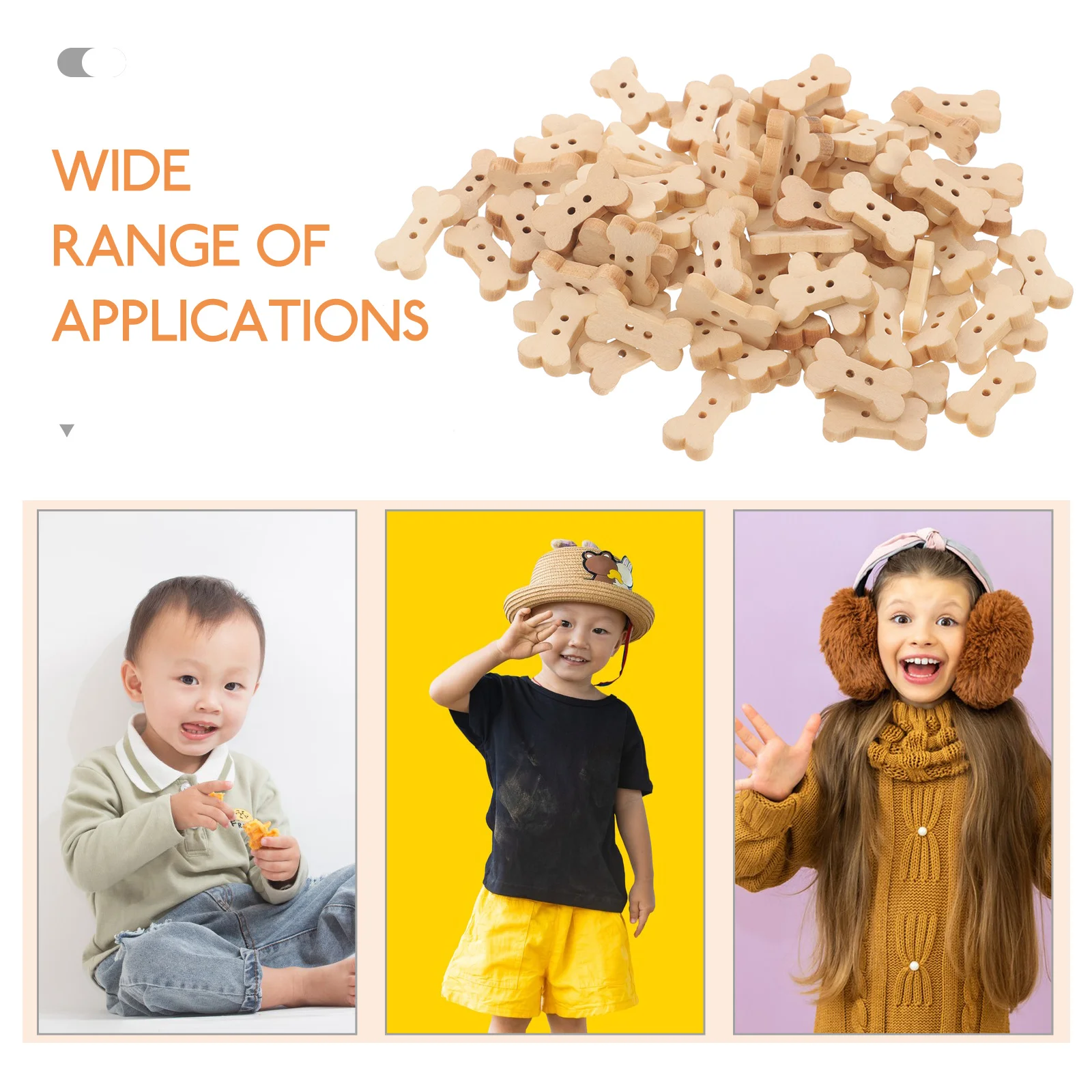 

100Pcs Bone Shaped Wooden Buttons All Match Fashion Sewing DIY Clothes Replacement Decorative Crafts Wood Buttons for DIY