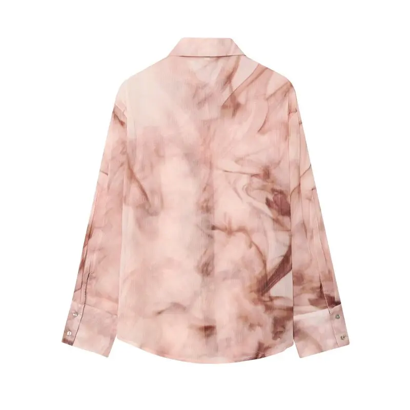 เสื้อผ้าผู้หญิงฤดูใบไม้ร่วง 2025 เสื้อแขนยาวผ้าเรยอนผสมใยไผ่พิมพ์ลายย้อมสี น้ำหนักเบา ทรงหลวม สไตล์ยุโรป เนื้อผ้าบางเบา สำหรับสาวๆ