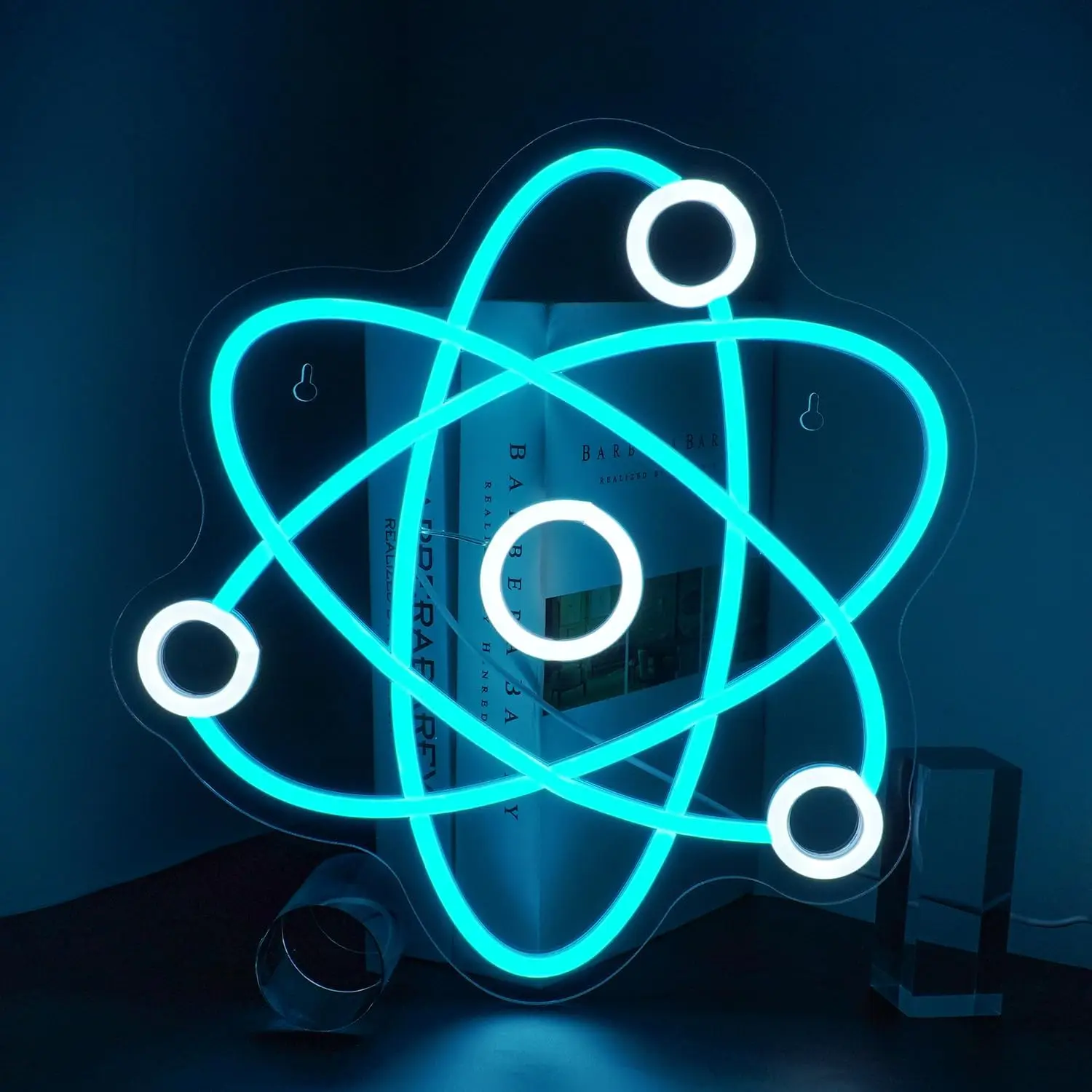 

Сине-белая неоновая вывеска с молекулой, USB-подсветка, настенный декор для молекулярной структуры, вывески для комнаты для мальчиков, вечерние подарки на день рождения для детей