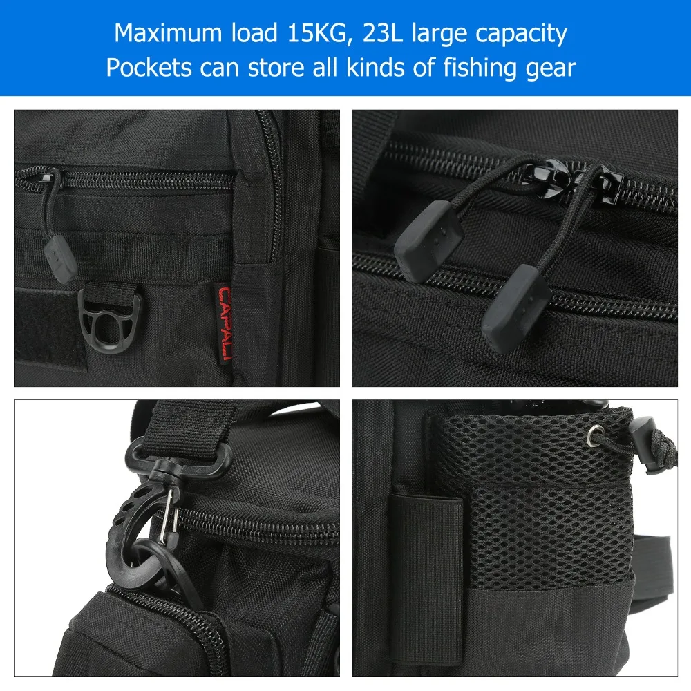 

IPX4 Waterproof Fishing Tackle Bag Large Capacity Oxford Cloth Fishing Gear Bag Multifunctional 15KG Load Weight Fishing Bag