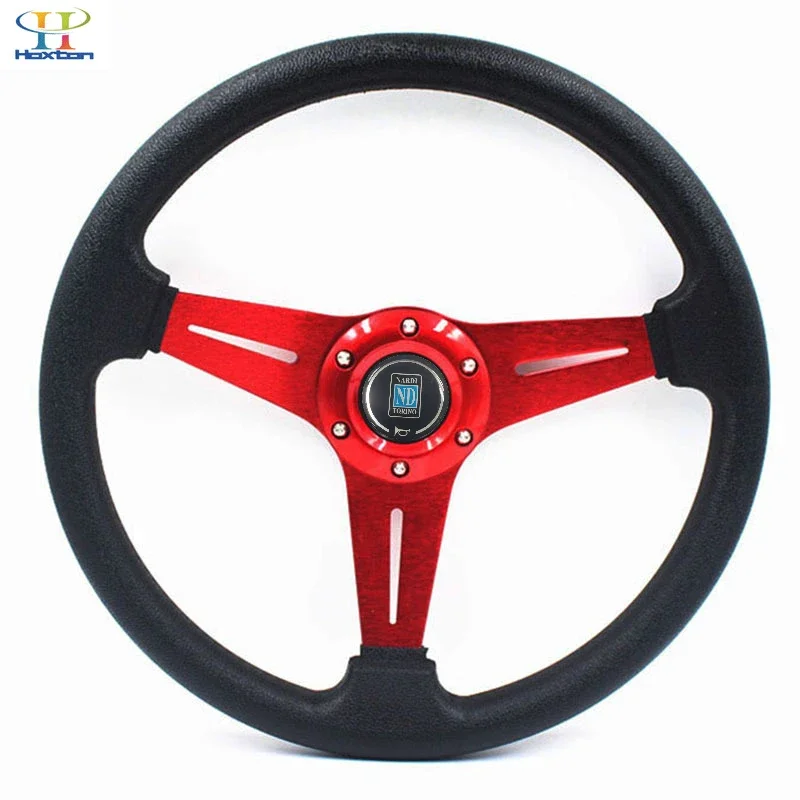 

Universal steering wheel 350mm(14inches) PU leather racing Aluminum Frame steering wheel(red blue silver)