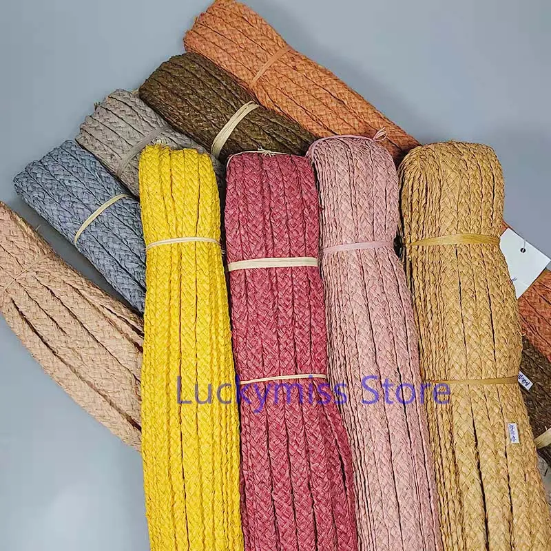 50 Meters Dyed Natural Raffia Braids Handmade Weaving Craft Material For Bag Basket Furniture Making Decoration DIY Grass Ribbon