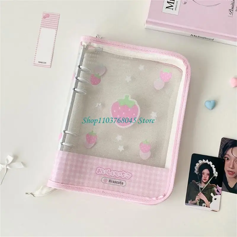 R53F Zippered Card Organizers Clear PVC Binder Cover with 6 Rings For Collectors