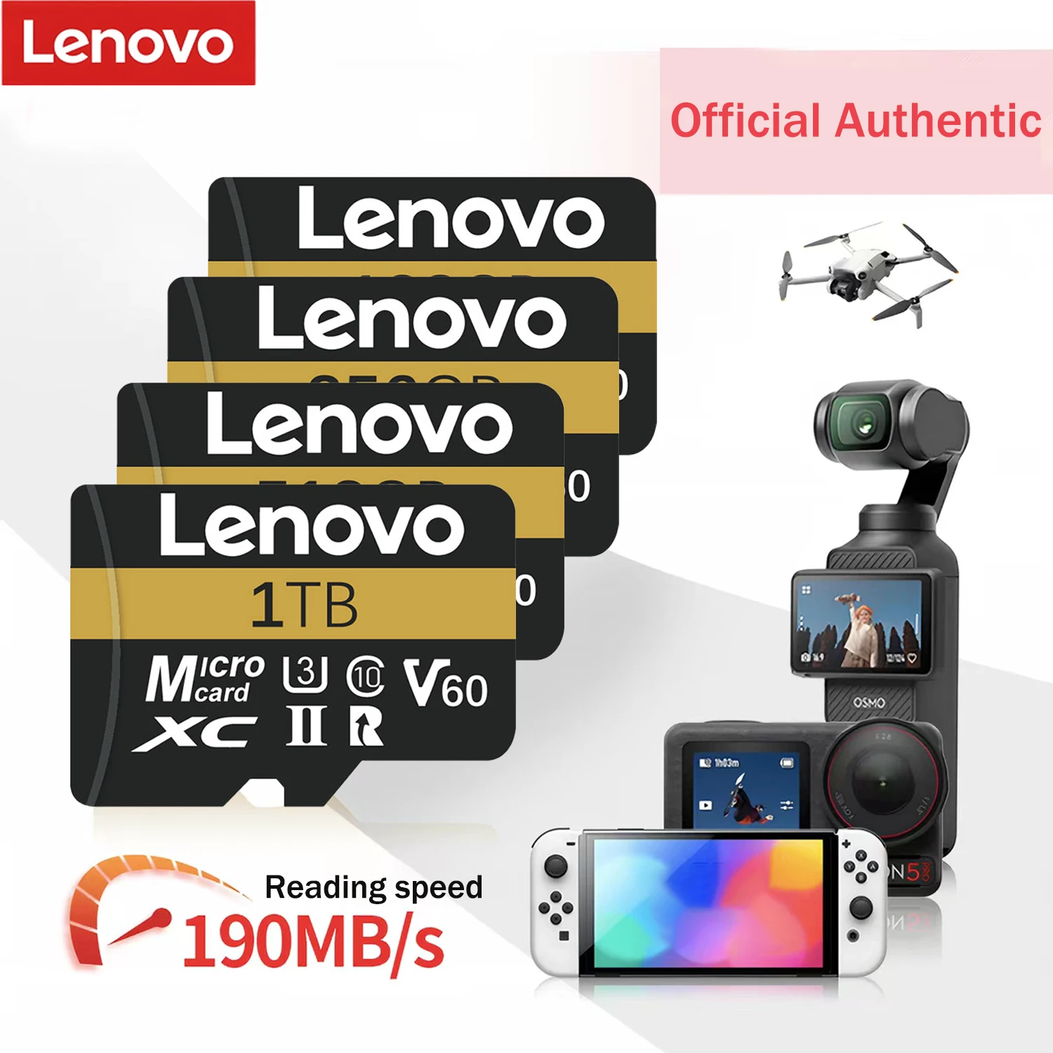 Lenovo 1TB High Speed Micro SD Memory Card 512GB 256GB 128GB Memory Card Stable Performance for Camera Surveillance Devices