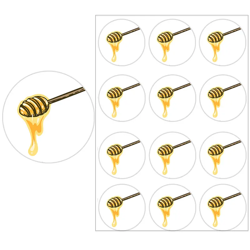 24-70pcs Honeycomb Custom Jar Labels Honey Bee Oval Stickers Thanksgiving Day Seal Label Chrome Paper Small Business Gift Tag