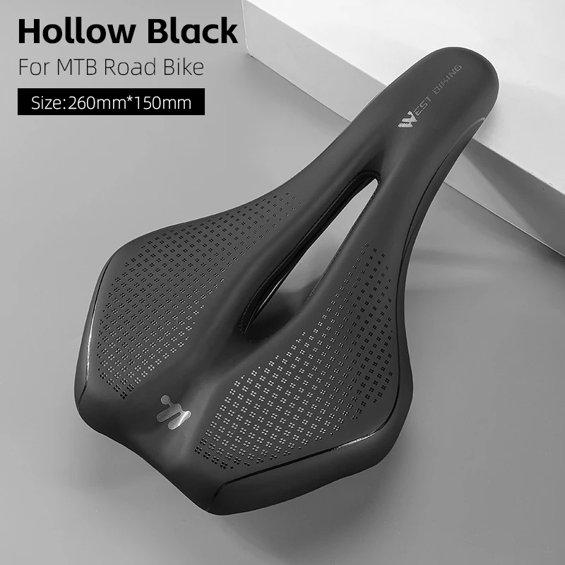 WEST BIKING Selle de vélo confortable, siège en cuir PU résistant à l'usure, creux, adapté pour vélo