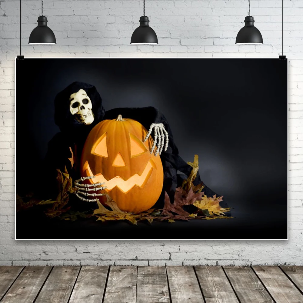 هالوين خلفية كابوس قبل هالوين الإرهاب الجمجمة رؤساء الهيكل العظمي اليقطين فانوس التصوير الخلفيات استوديو الصور #3