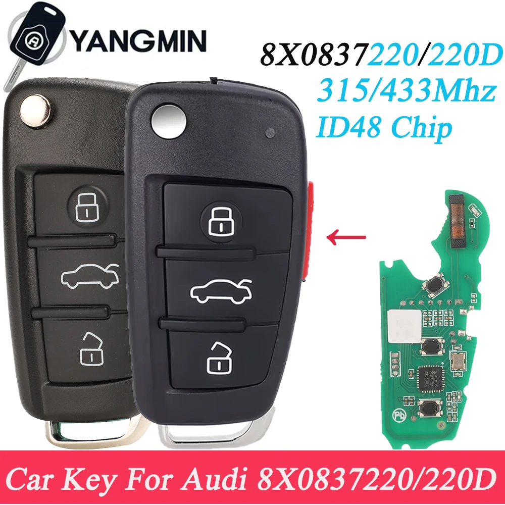 

3Buttons Keyless Go Remote Smart Car Key For Audi A1 Q3 ID48 Chip 315 434Mhz 8X0837220 8X0837220D 8X0837220C key for audi